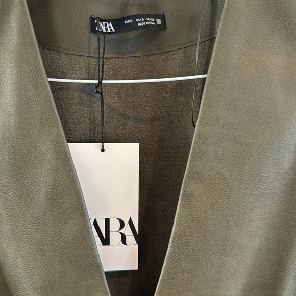ZARA FAUX LEATHER DRES IN OLIVE GREEN - Picture 5 of 8